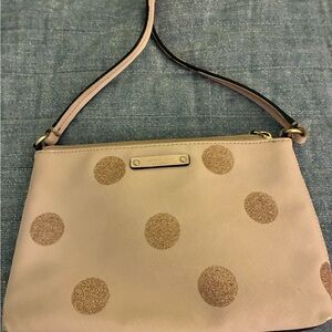 kate spade Blush Pink Crossbody with Gold Glitter Polka Dots